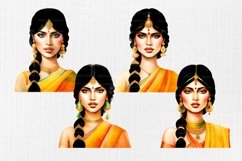 Desi art, Indian woman clipart 25 PNG Digital download Product Image 6