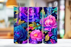 Luminous Garden Tumbler Wrap, Seamless Neon PNG, Floral Product Image 3