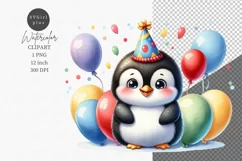 Party animals, Penguin clipart, Birthday clipart Product Image 1
