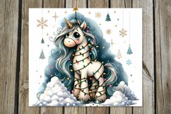 Christmas snowman &amp; unicorn | Skinny tumbler sublimation Product Image 9