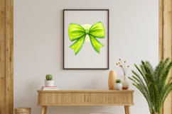 Neon Green Glow Coquette Bow Clipart, neon green bow Product Image 8