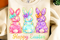 Happy Easter PNG, Coquette Easter Bunny, Faux yarn Bunny PNG Product Image 1