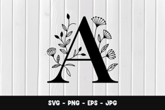 Floral Letter A Alphabet Monogram Outline Product Image 1