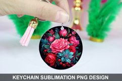 Flowers Keychain Sublimation- Sublimation PNG Design Product Image 1
