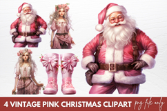 Vintage Pink Christmas Sublimation Clipart Product Image 1