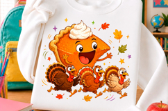 Funny Pumpkin Pie Turkey Thanksgiving PNG Product Image 1