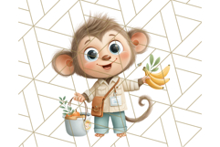 Zoo Monkeys Clipart, Cute Cartoon Jungle Monkeys PNG Product Image 5