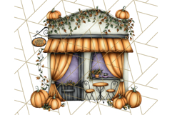 Fall Town Building Clipart PNG, Autumn Home Decor Scenes Product Image 5
