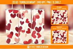 Valentines Heart Tumbler Wrap Designs, Sublimation Wrap Product Image 1