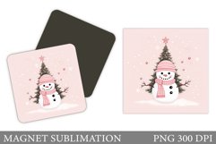 Snowman Magnet. Cute Snowman Magnet Sublimation Product Image 1