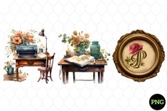 Vintage Floral Writing Clipart Product Image 1