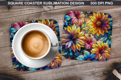 Flowers Coaster Sublimation, Spring Coaster PNG Design Product Image 1