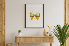 Holographic Gold Glitter Coquette Bow Clipart Product Image 8