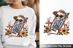 Funny Summer Skeleton Illustration - Sublimation PNG Design Product Image 1