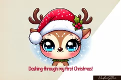 First Baby Christmas, cute reindeer Sublimation PNG. Product Image 1