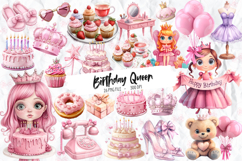 Birthday Coquette Queen Clipart, Set of 26 Png Bundle Product Image 1