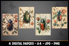 4 Vintage Insects Digital Papers I Junk Journal Page Product Image 2