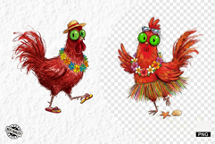 Whimsical Summer Chicken Png Clipart Product Image 1