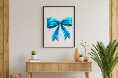 Neon Blue Glow Coquette Bow Clipart, neon blue bow Product Image 8