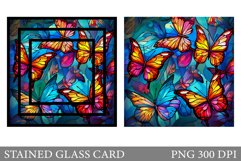 Stained Glass Butterflies Card. Butterfly Stained Glass Card Product Image 1