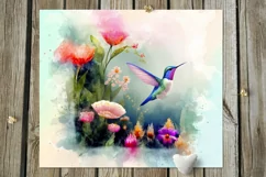 Watercolor Hummingbird | Sublimation skinny tumbler designs Product Image 9