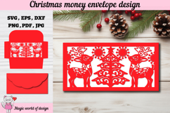 Christmas deer Money Envelope svg, Papercut Gift Card Product Image 2