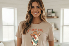 Western Babe Png, Cute Cowgirl Cow Sublimation Design Product Image 1