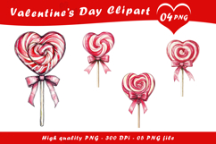 Valentine Heart Lollipop Candy Clipart PNG Product Image 1