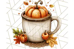 Fall Drink Clipart PNG, Cozy Autumn Cocoa and Latte Art Product Image 5