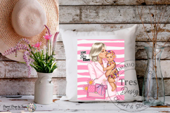 Love You Mom Fashion Blonde Mother &amp; Cute Baby Clipart PNG Product Image 11