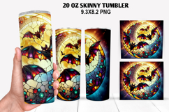 Bats Skinny Tumbler 20oz Wrap Design, Halloween Tumbler PNG Product Image 1
