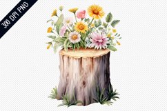 Flower Wooden Stump Sublimation PNG Design Product Image 1