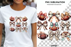 Coquette Bows Football PNG, Sublimation Design, Retro Product Image 1
