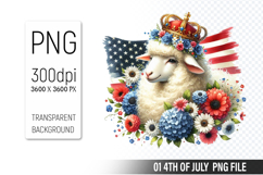 4th of July Sheep Clipart PNG, Animal illustration for craft Product Image 1