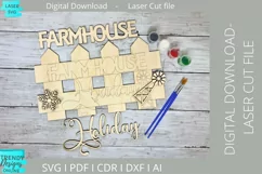 Farmhouse Holiday Fence sign Glowforge laser cut svg Product Image 3