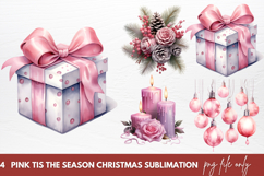 Pink Tis The Season Christmas Sublimation Clipart Product Image 1