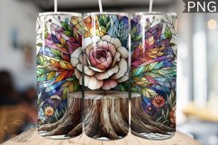 Watercolor Flower Wooden Stump Tumbler - High Quality 3Dpi Product Image 1