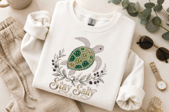 Rhinestone Sea Turtle PNG Stay Salty Beach Sublimation Product Image 9