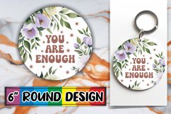 Radiant Round Car Coaster Sublimation, Flower Quote Product Image 1