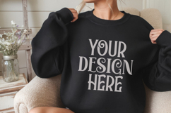 Black Gildan 18000 Mockup, Gildan Sweatshirt Mockup Product Image 1