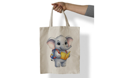 Cute Elephant with Backpack Reading a Book Watercolor PNG Product Image 6