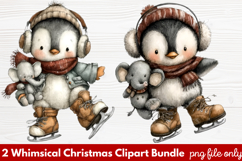 2 Whimsical Christmas Clipart | Cute Festive Holiday PNG Product Image 1