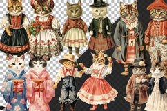 Cats in Folk Costumes Clipart, Cosplay Cats in Clothes PNG Product Image 3