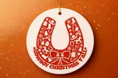 Cowboy Christmas Horseshoe SVG, PNG Cut file Silhouette Product Image 6