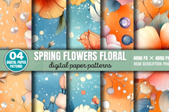 Spring Flowers Floral Patterns Digital Paper Background PNG Product Image 1