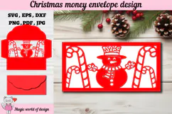 Christmas snowman Money Envelope svg, Papercut Gift Card Product Image 1