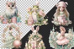 Shabby Green and Pink Christmas Bundle Clipart, Green Xmas Product Image 3