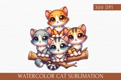 Watercolor Cat Sublimation, cute cat clipart Product Image 1