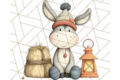Fall Farm Animal Clipart, Autumn Barnyard PNG Illustrations Product Image 5