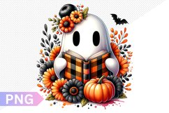 Halloween Ghost And Books Sublimation - Clipart PNG Design Product Image 1